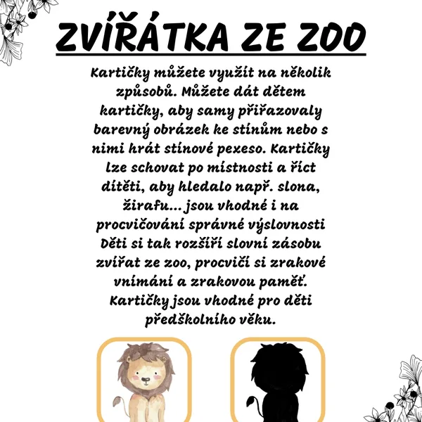 Zvířata ze zoo (stíny) 1