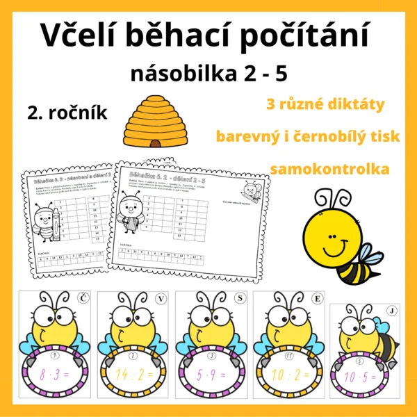 Včelí běhací počítání - násobilka 2 - 5 1