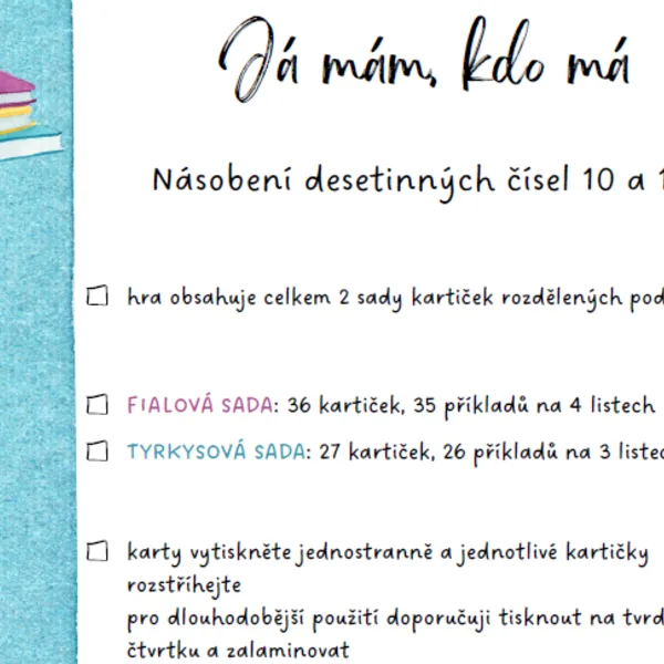 Já mám - kdo má? Násobení desetinných čísel 10 a 100. 1