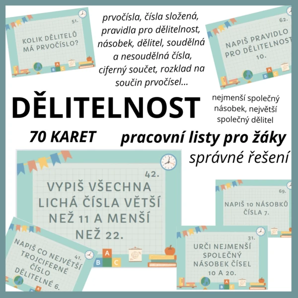 Dělitelnost - 70 karet s úkoly 1