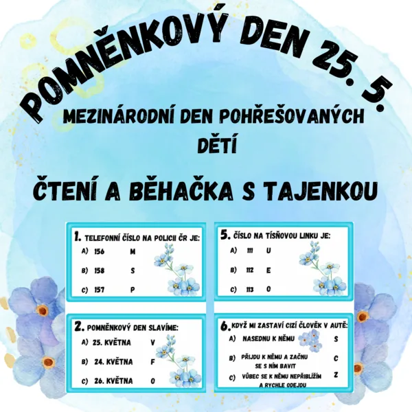 Pomněnkový den - Mezinárodní den pohřešovaných dětí - čtení a běhačka 1