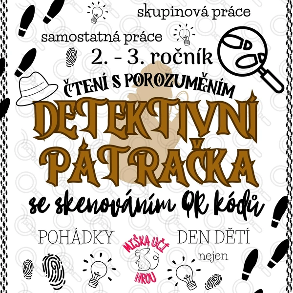 DETEKTIVNÍ PÁTRAČKA - čtení s porozuměním + sken QR kódů - nejen Den dětí, pohádky - 2. - 3. ročník  1