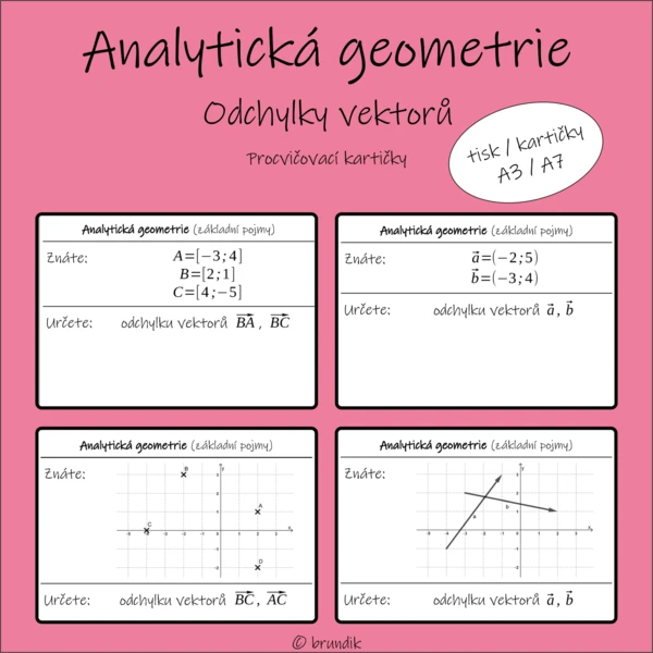 Analytická geometrie - odchylky vektorů (procvičovací kartičky) 1