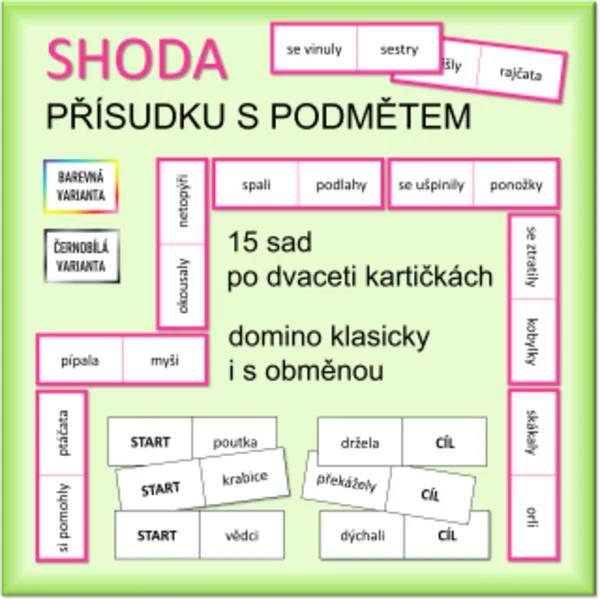 Shoda přísudku s podmětem - domino 1