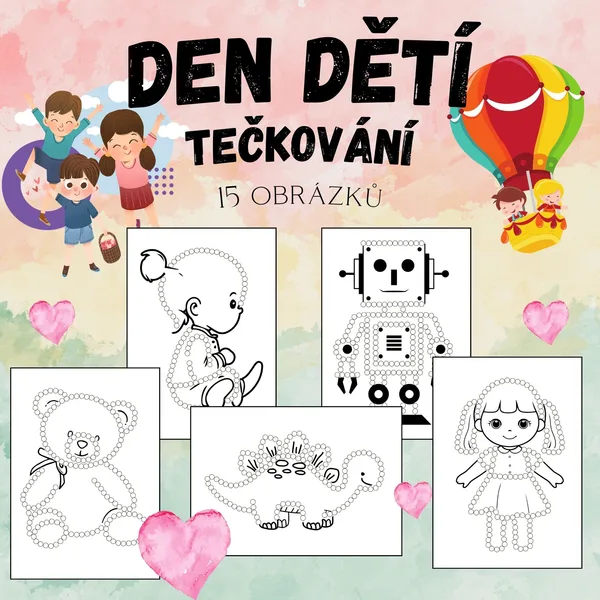 DEN DĚTÍ - tečkování vatovými tyčinkami 1