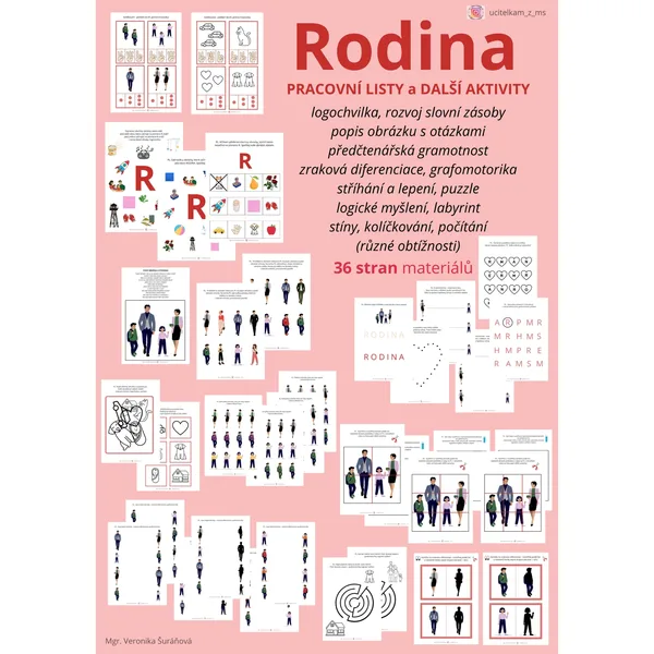 RODINA - pracovní listy a další aktivity (36 stran materiálů) zaměřené na různé oblasti 1