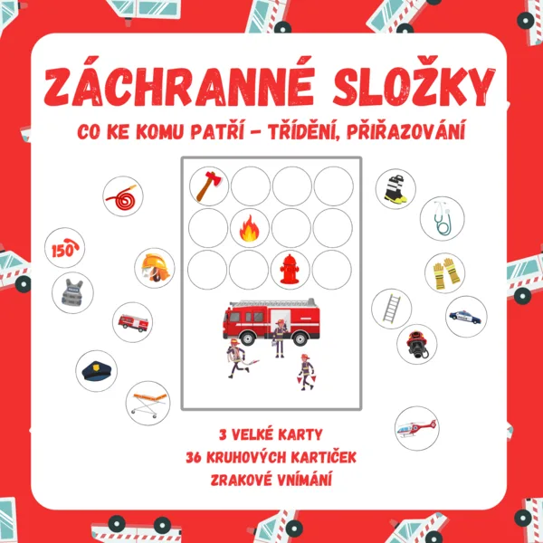 ZÁCHRANNÉ SLOŽKY - CO KE KOMU PATŘÍ (třídění, přiřazování) 1