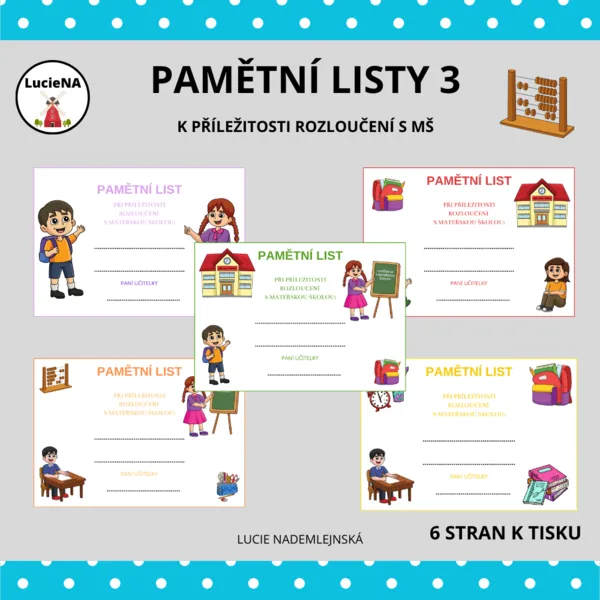 PAMĚTNÍ LISTY DO MŠ 3 1