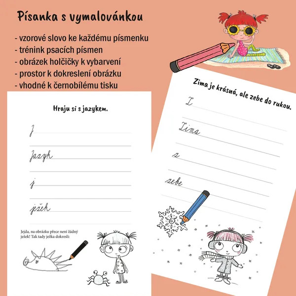 Písanka s vymalovánkou 1