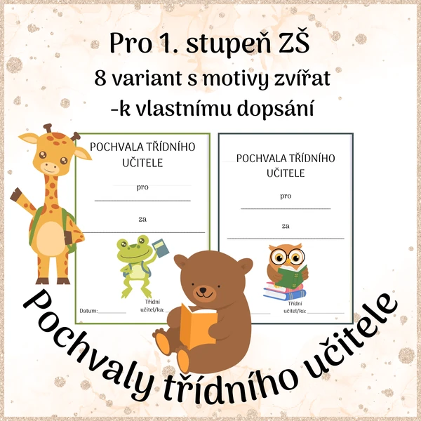 Pochvaly třídního učitele-zvířata 1