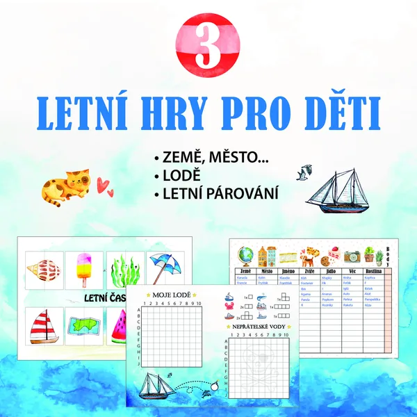 Letní zábavné hry (Země, město..., Lodě, Letní párování) 1
