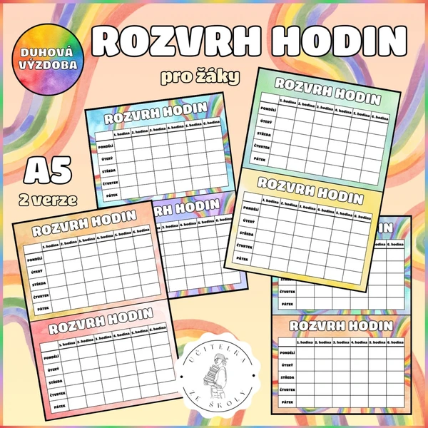 Rozvrh hodin pro žáky - duhová výzdoba 1