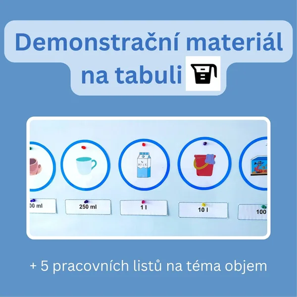 Objemy-demonstrační materiál na tabuli 1