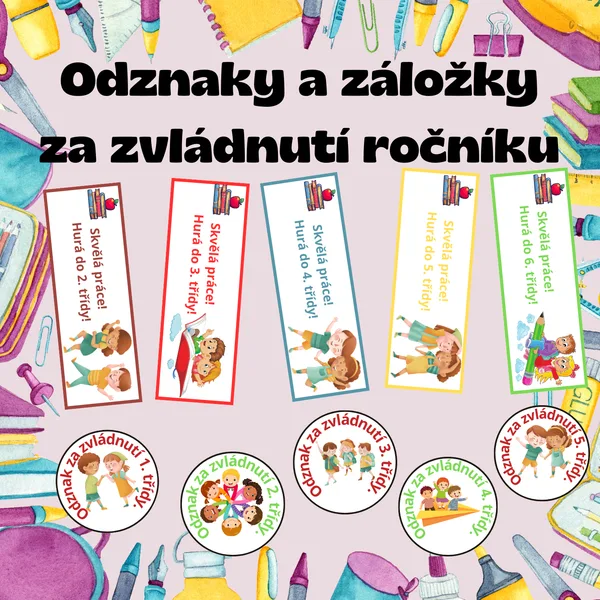 Odznaky a záložky za zvládnutí 1.-5. ročníku 1