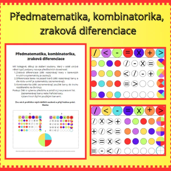 MŠ Předmatematika, kombinatorika,  zraková diferenciace 1