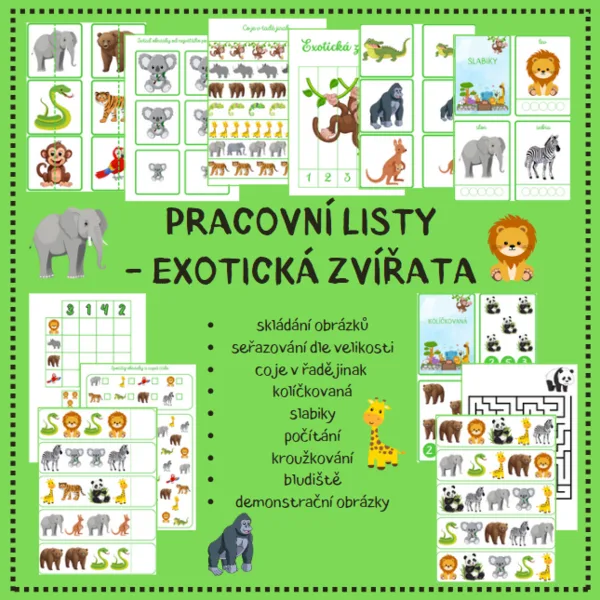 EXOTICKÁ ZVÍŘATA - pracovní listy 1