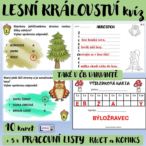 Lesní království - kvíz a pracovní listy 1