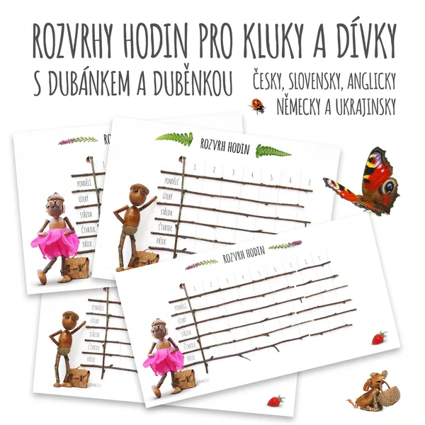 Rozvrhy hodin pro kluky a dívky 1