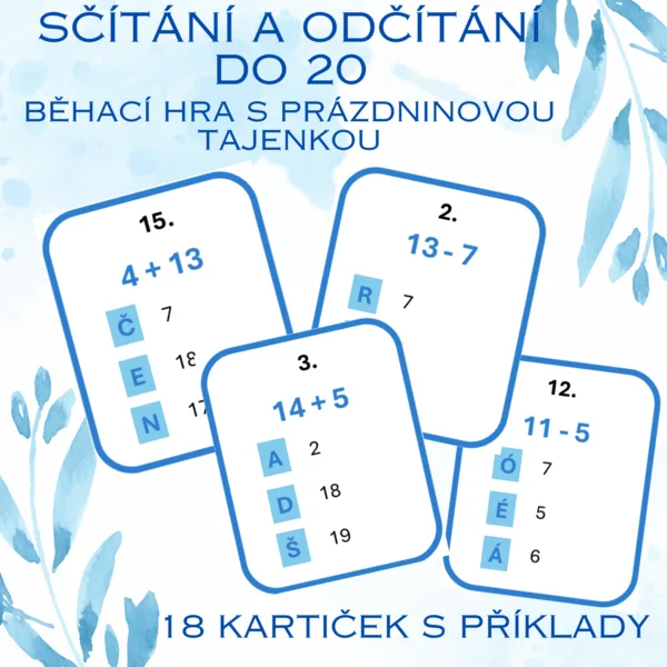 Sčítání a odčítání do 20 - běhací hra s prázdninovou tajenkou 1