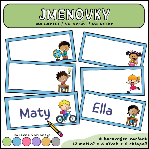 Jmenovky - barevné s obrázky 1