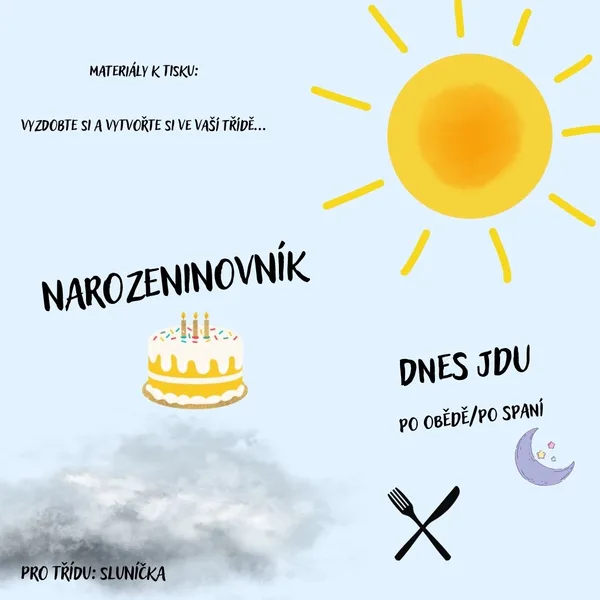 Narozeninovník a ,,Dnes jdu domů..." - třída SLUNÍČKA 1