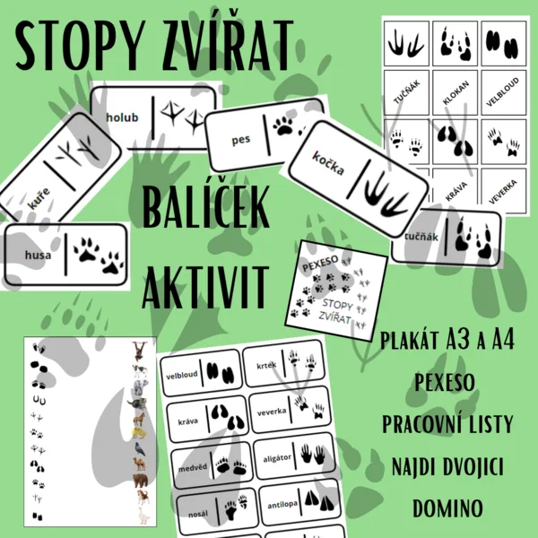 STOPY - set aktivit (plakát, domino, pexeso, pracovní listy, přiřazování dvojic) 1