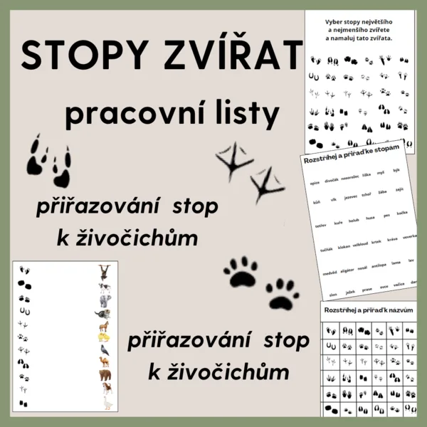 Stopy zvířat - pracovní listy 1