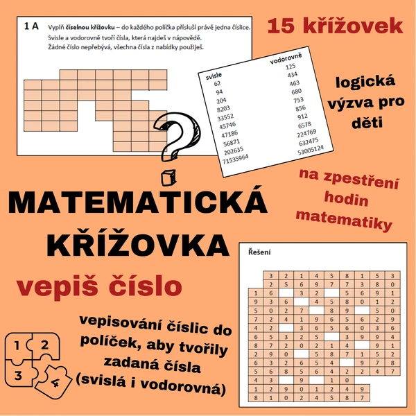 Matematická křížovka - vepiš číslo 1