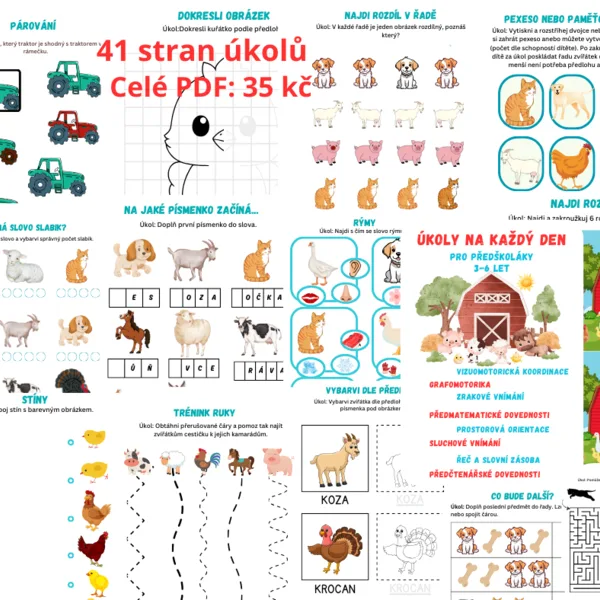 Farmářská zvířátka - mláďátka, obydlí, jídlo... 1