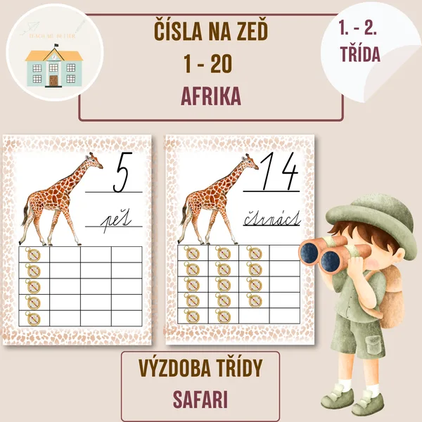 Safari výzdoba třídy čísla 1 - 20 1