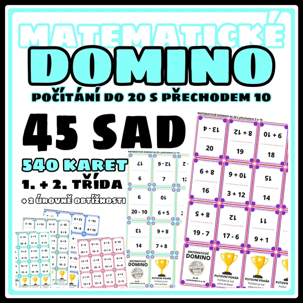 Matematické DOMINO, do 20 s přechodem 10, 45 SAD 1