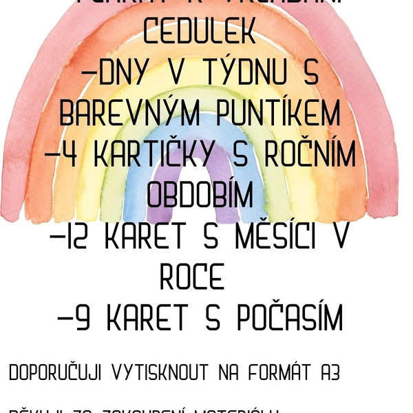 Kalendář s ročním období, počasím, měsíci a dny v týdnu 1