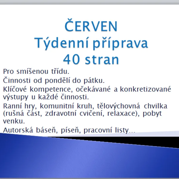 Týdenní příprava červen: Den dětí, den otců, doprava, dovolená, pohádka o Šípkové Růžence 1