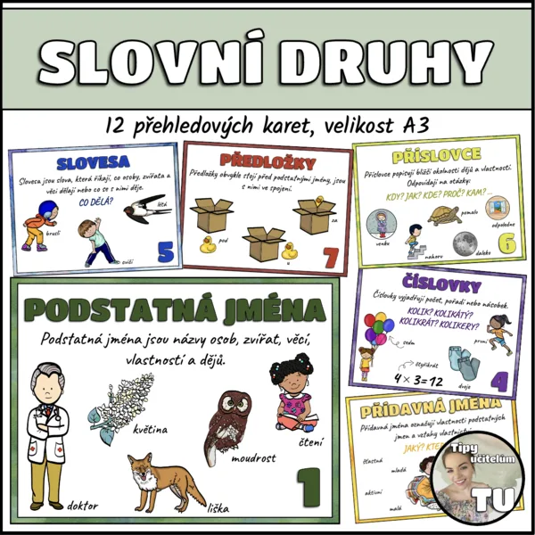 Slovní druhy - přehledové karty (univerzální) 1