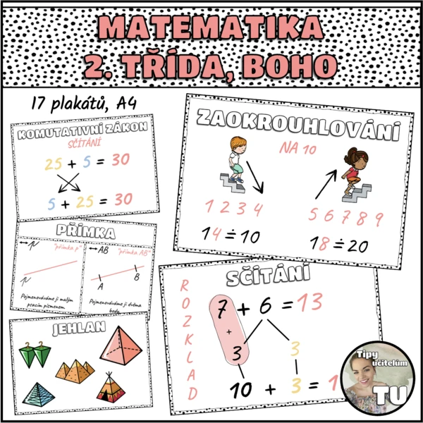 Plakáty do 2. třídy, matematika, Boho téma 1