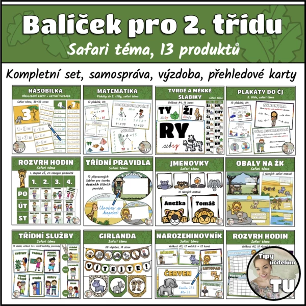 Balíček pro 2. třídu - Safari téma (13 pomůcek) 1
