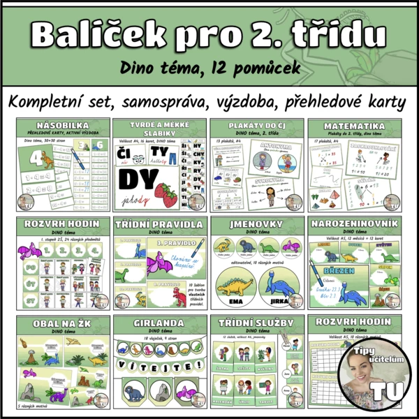 Balíček pro 2. třídu - téma DINO (12 pomůcek) 1