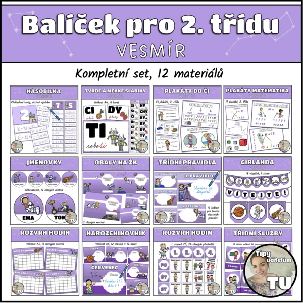 Balíček pro 2. třídu - téma vesmír (12 pomůcek) 1