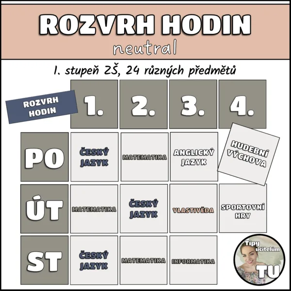Velký rozvrh hodin - neutral 1