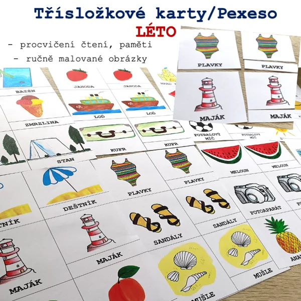 Třísložkové karty/Pexeso - Léto 1