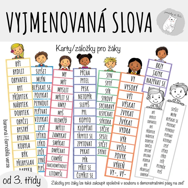 Vyjmenovaná slova - karty/záložky 1