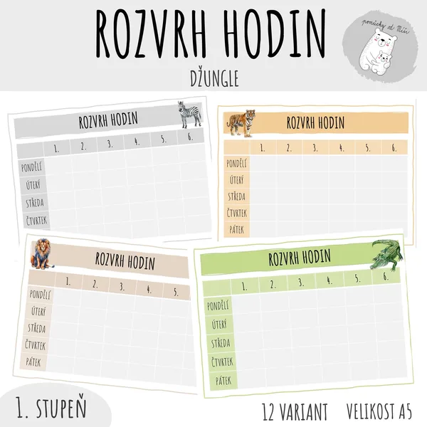 Rozvrh hodin pro žáky - Džungle  1