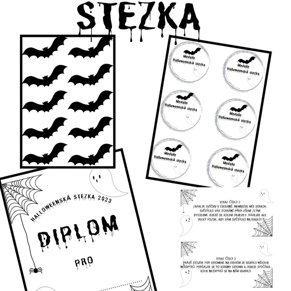Halloweenská stezka (černobílá k tisku) 1