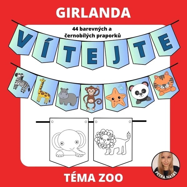 Girlanda, výzdoba třídy a omalovánky - ZOO 1