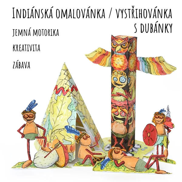 Indiánská omalovánka vystřihovánka 1
