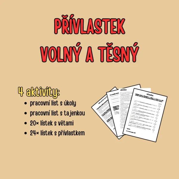 Přívlastek volný a těsný: 4 aktivity 1