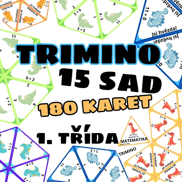 TRIMINO matematická skládačka, 15 sad, do 20 bez přechodu 10 1