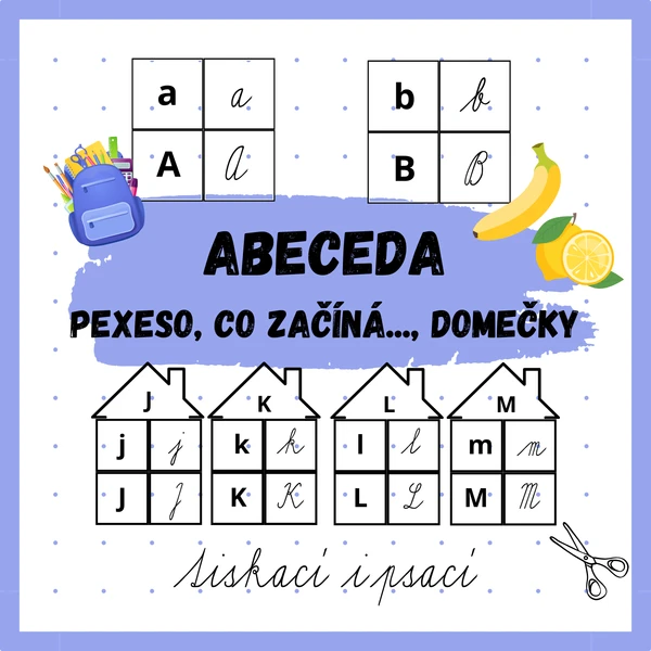Abeceda - pexeso, co začíná..., domečky 1