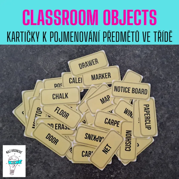 Classroom objects - kartičky k pojmenování předmětů ve třídě 1