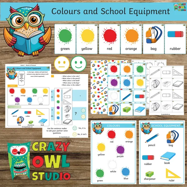 Angličtina pro nejmenší 1 – Colours & School Equipments 1